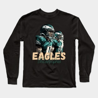 Philadelphia eagles football player graphic design cartoon style beautiful artwork Long Sleeve T-Shirt